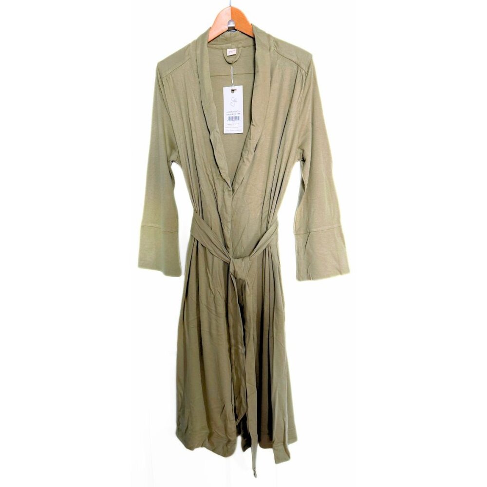 GOUMI Artichoke Green Viscose Bamboo Bathrobe Size XS/S NEW - Picture 3 of 6